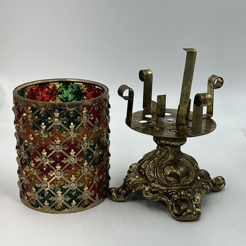 Candle Holder Bronze Finish on Gold Brass Popcorn Shade 4.5"Dia 10"High - Picture 7 of 8