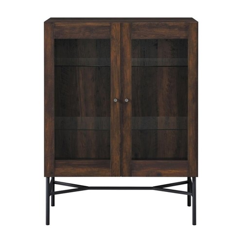 Pemberly Row Farmhouse Wood 2-Door Accent Storage Cabinet in Pine - 第 3/6 張圖片
