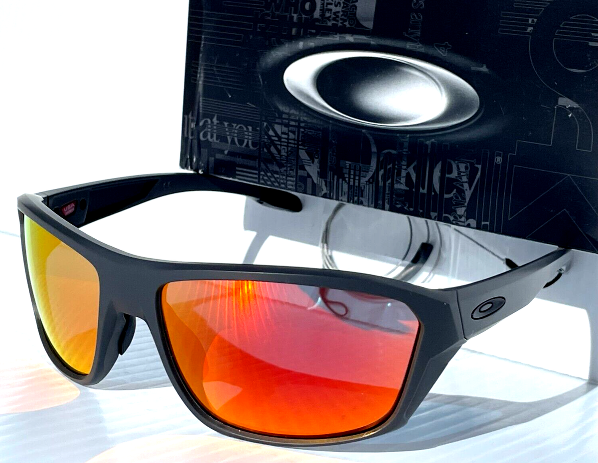 NEW Oakley SPLIT SHOT Matte Carbon POLARIZED Galaxy Ruby Lens