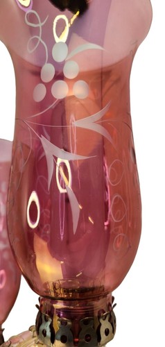 Luster Hurricane electric candle lamp with pink cranberry Victorian Decor shades - Picture 11 of 24