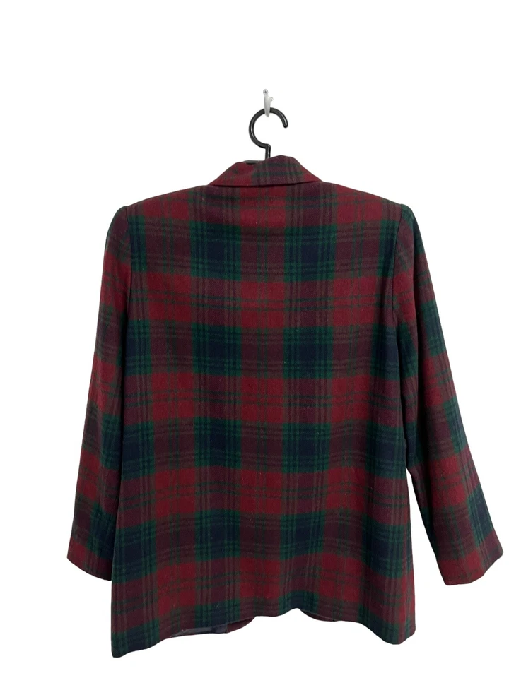 Женский шерстяной блейзер SAG Harbor с длинным рукавом в красную клетку на одной пуговице размер 10 - Изображение 3 из 4