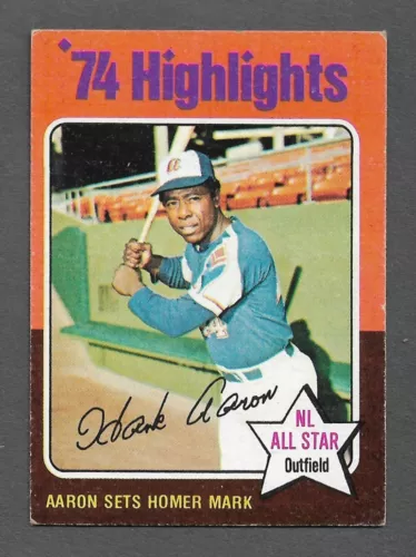 1975 Topps Baseball #1 Hank Aaron '74 Highlights VG card Atlanta Braves HOFer
