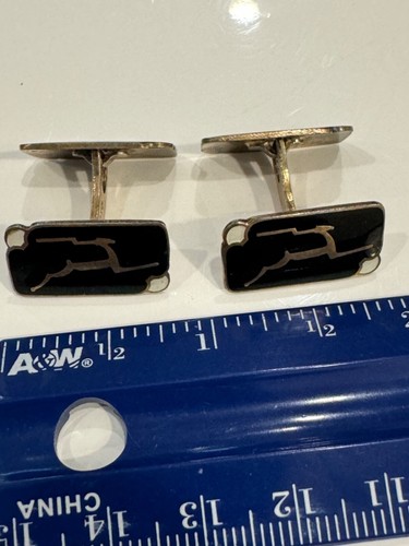 HC Ostrem mid-20th Century Norwegian black enamel CUFFLINKS - Picture 8 of 8