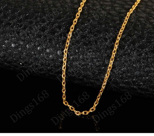 Herren & Damen 18K Gelbgold gefüllt 24 Zoll 1 mm dünne Kabel Kette Halskette X146G - Bild 1 von 2