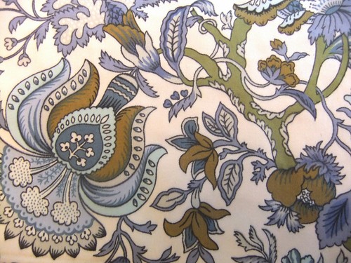 6m00 Satin Vintage Years 70 Pattern Persian Blue - Width 1m43 - Picture 5 of 6