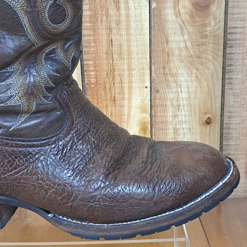 Tony Lama CT2032 Stockman Men's 9 EE Brown Shrunken Shoulder Bull Hide Boots - Picture 5 of 24