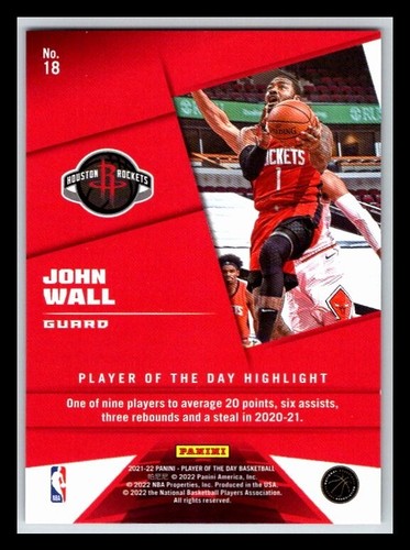 2021-22 Panini Player of the Day Kaboom #18 John Wall 51/99 !! - Picture 2 of 2