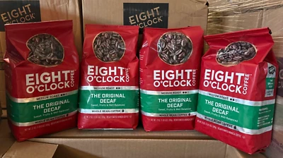 Eight O'Clock Coffee The Original Decaf 21 Ounce Medium Roast Whole Bean 4pk