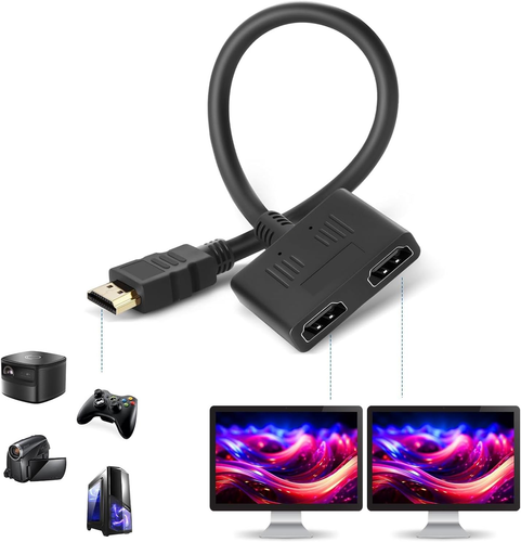 HDMI Splitter-Hdmi Splitter 1 in 2 Out Adapter Cable,For Hdtv,Hd,Lcd,Tv,Plug ... - Picture 2 of 12