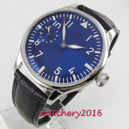 Reloj mecánico para hombre Hand Wind 6497 17 joyas 44 mm esfera azul estéril luminoso - Imagen 11 de 13