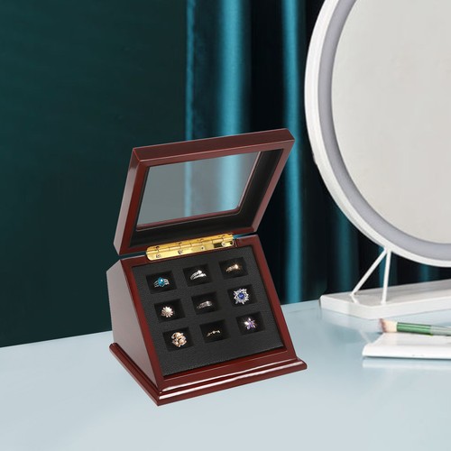 Vetrina anello campionato 9 fori scatola legno collezione portaoggetti regalo US - Foto 2 di 12