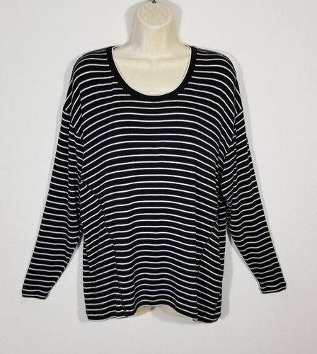 CAbi Style 4005 Women Sz Small Crosswalk Tee Top Black White Striped Long Sleeve - Picture 1 of 8