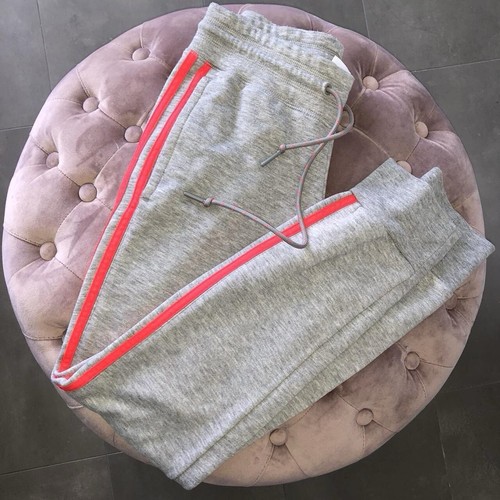 ADIDAS Grey Trackies with Neon Coral Stripes - Picture 4 of 4