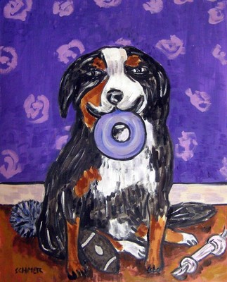 bernese mountain dog coffee cafe art tile coaster gift JSCHMETZ modern folk