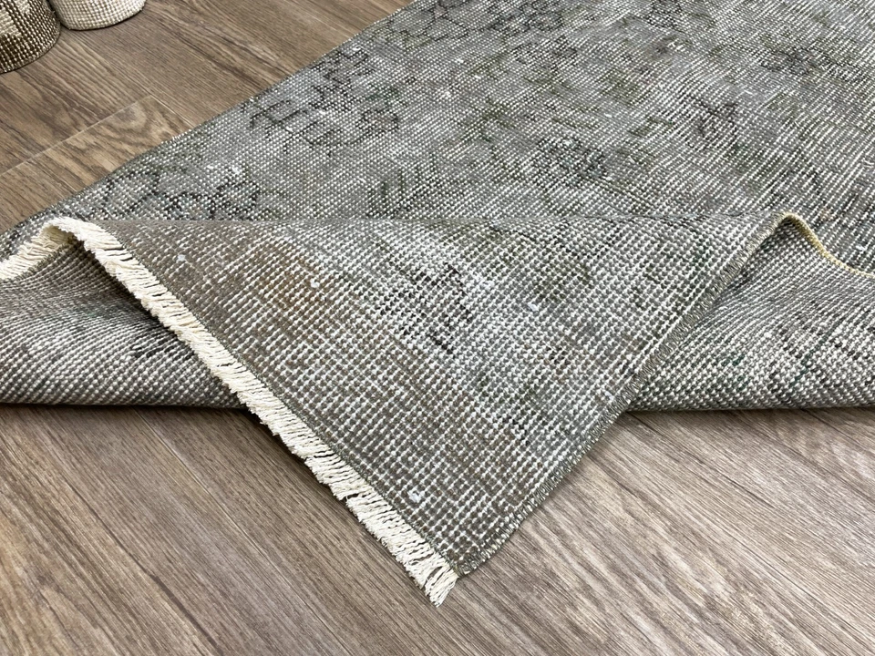 Corredor turco gris 2x10, corredor Oushak vintage, corredor de entrada de lana hecho a mano Foto 2 de 4