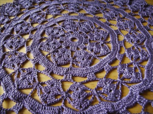 Handmade Crochet Purple Round Doily Centerpiece - Picture 3 of 4