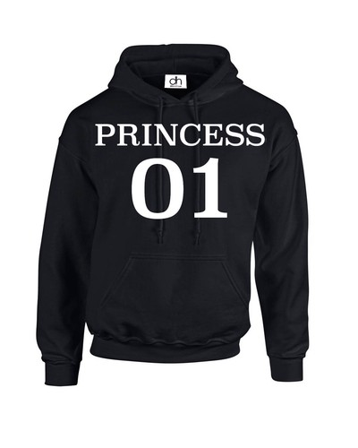PRINCE PRINCESS KING QUEEN CROWN HOODIE JUMPER MR MRS Couple Matching (HOOD) - Picture 2 of 11
