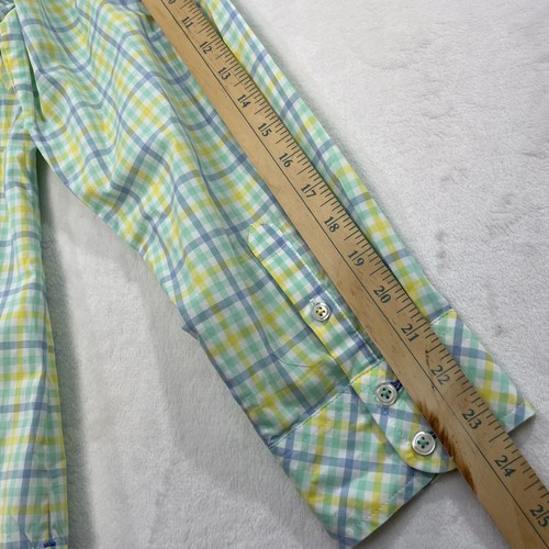 Talbots Button Up Shirt Top Womens Plus 1X Plaid Green Yellow Long Sleeve Cotton - Picture 9 of 12