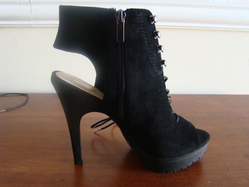 Bar III Mujer 8 M Zapatos Emiko Negro Sandalias Plataforma Gamuza Cremallera Encaje Corbata - Imagen 5 de 9