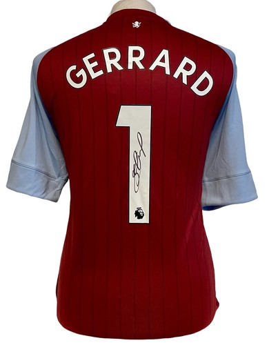 Steven Gerrard Hand Signed Aston Villa Football Shirt Bid Fr £25! - Picture 1 of 7