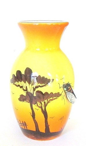 VINTAGE ART NOUVEAU CICADA CERAMIC VASE BY TESS - FRANCE - Picture 1 of 7