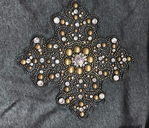 New TWISTED HEART Swarovski Rhinestone-Studded Fleur-de-Lis Velour Hoodie JACKET - Picture 3 of 7