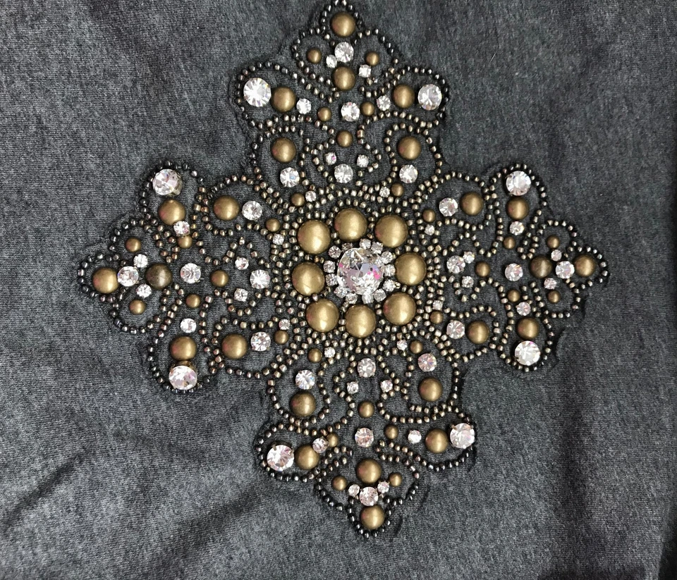 New TWISTED HEART Swarovski Rhinestone-Studded Fleur-de-Lis Velour Hoodie JACKET - Image 3 of 4