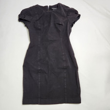 Banana Republic Dress Women Size 6 Petite Black Short Sleeve Back Zip Unlined G7
