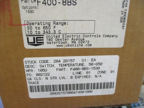 NEW UNITED ELECTRIC 400 SER TEMPERATURE CONTROLLER 15A 480VAC 50-650F F400-8BS - Picture 7 of 7