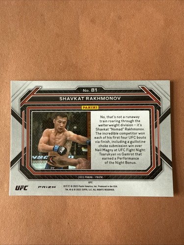 Prizm UFC Shavkat Rakhmonov Silver Undercard Disco Prizm #81 2023 - Imagen 2 de 2