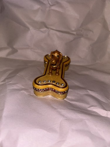 2019 Cloisonne Dackel Schmuckschatulle Dackel sitzend auf einem Knochen - Bild 2 von 10