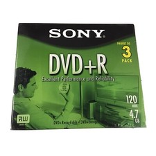 Sony DVD R 3 Pack, 120 Min., 4.7 GB, New Sealed