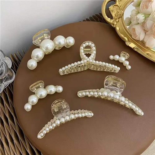 Pearl Hair Clips,Elegant Hair Clip Strong Hold Jaw Clips,Big Pearl Hair Claw Cli - Picture 12 of 12