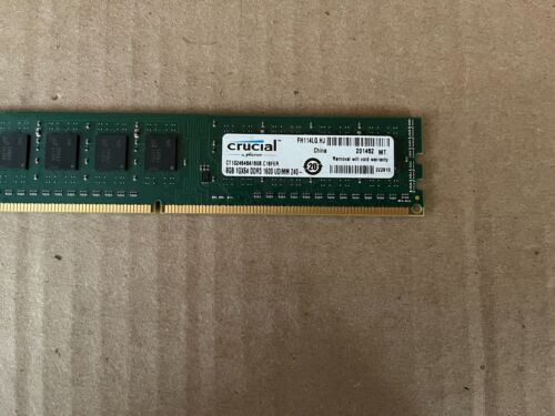 CRUCIAL 8GB 1600MHZ DDR3 RAM PC3-12800U UDIMM CT102464BA160B.C16FER G5-2(8) - Picture 2 of 5