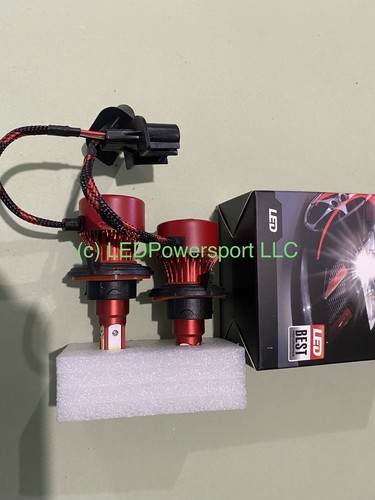 H13 9008 POWERSPORT LED Headlight Conversion Kit Bulbs Crisp White Pair - Picture 2 of 7