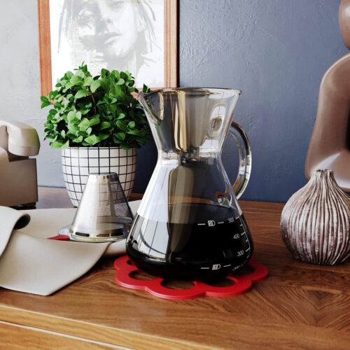 500ml Pour Over Coffee Maker Glass Carafe Reusable Drip Pot w/ Filter & Trivet - Picture 3 of 8