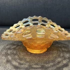 Vintage Fenton Carnival Glass Open Edge Basket Bowl Marigold