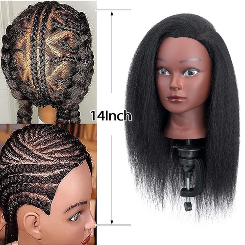 100% Human Hair Mannequin 18" Head Hairdresser Manikin Cosmetology Training Doll - Picture 21 of 21