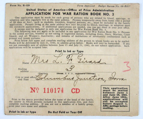 1942 War Ration Books 1 2 3 and Sugar Purchase Certificate Office Of Price Adm. - Picture 8 of 16