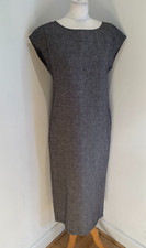 Rohan Malay Maxi dress UK 10 VGC linen blend tunic midi striped grey black shift