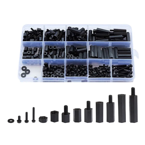 320 Tlg M2 M-F Nylon PCB Spacer Standoff Screw Nut Assortment Kit mit BOX KG