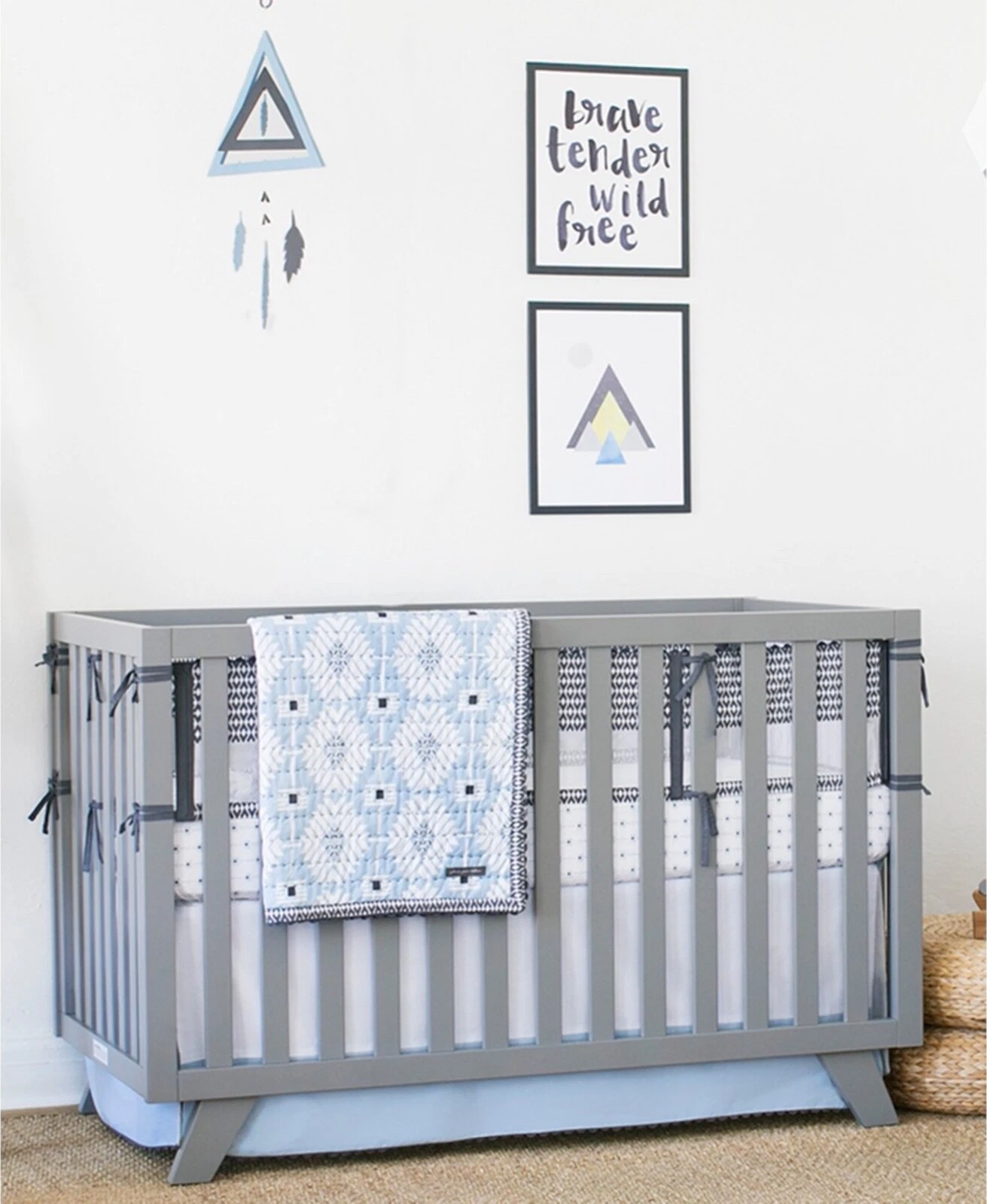 Petunia Pickle Bottom Southwest Skies 6 Piece Crib Bedding Set- Blue/gray/white