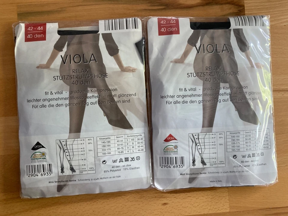 Viola Stütz 40 * Strumpfhose*Stützstrumpfhose * schwarz u. anthrazit * 42-44 - Bild 2 von 2