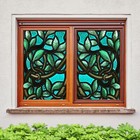 3D Leaves A373 Window Film Print Sticker Cling Stained Glass UV Sinsin