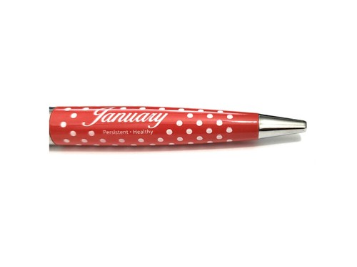 January Colorful Ballpoint Pen w/ Birthstone Emblem on Clip Pen ~ Gift Boxed - Picture 3 of 3