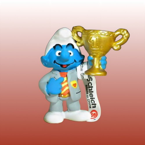 Smurfs Soccer President Smurf Gold Trophy Cup Award PVC Figure Vintage 2003 NEW - Picture 4 of 4