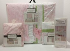 Wendy Bellissimo Gracie 6pc. crib set Pink White Birds Medallions NIP
