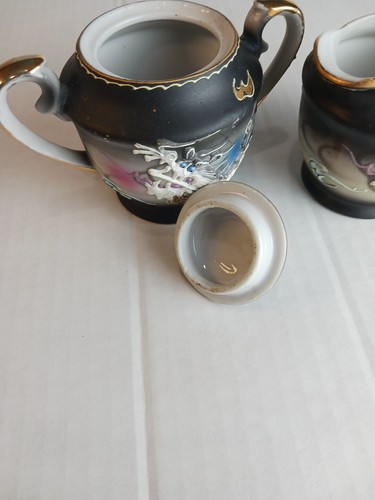 Vintage Dragon Ware Moriage Japanese Creamer & Sugar with Lid - Picture 3 of 6