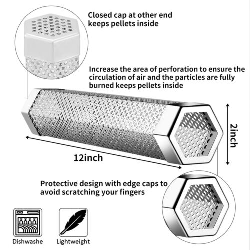 Hexagon Pellet Smoker Tube,12 inch Stainless Steel BBQ Wood Pellet Tube for C... - Picture 5 of 6