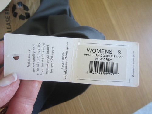NWT Manduka Womens Yoga "Presence" Bra with pads-Double Strap Size S New Grey - Picture 10 of 17